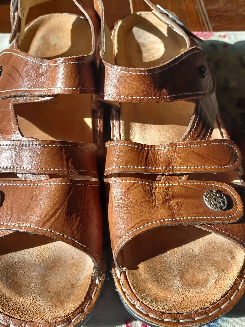 Finn Comfort Brown Leather Adjustable Strap Sandals - Picture 2 of 4